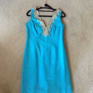 Lilly Pulitzer Blue/Gold appliqué dress size 6